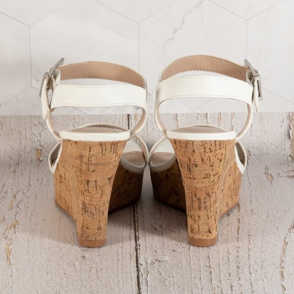 CHARLES by CHARLES DAVID Lindy Color White Cork Wedge Sandal Size 7 M - Picture 3 of 12